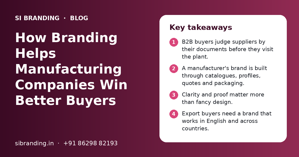 How Branding Helps Manufacturing Companies Win Better Buyers: key takeaways infographic