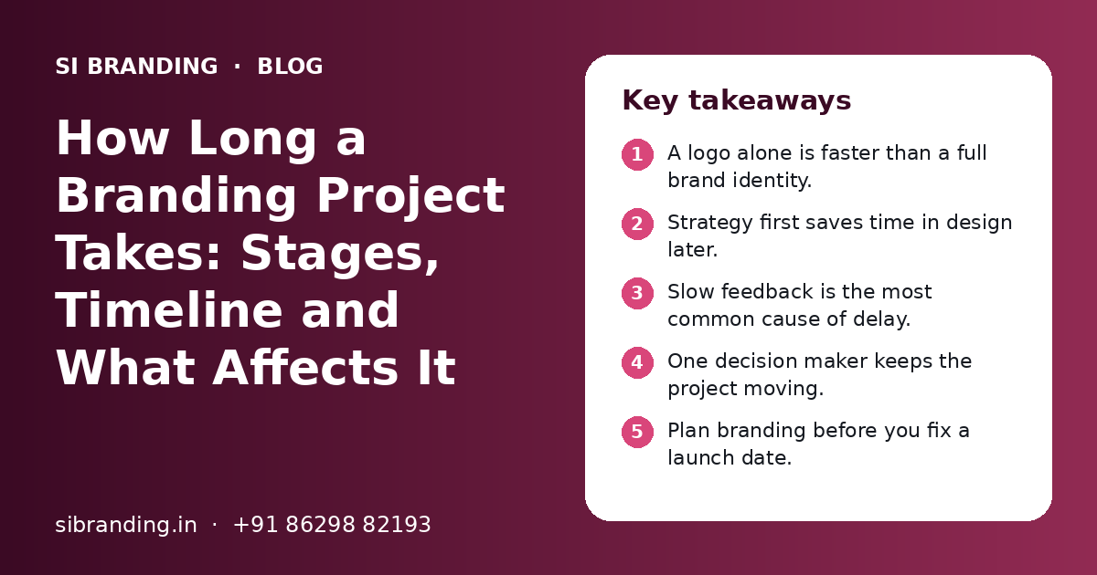 How Long a Branding Project Takes: Stages, Timeline and What Affects It: key takeaways infographic